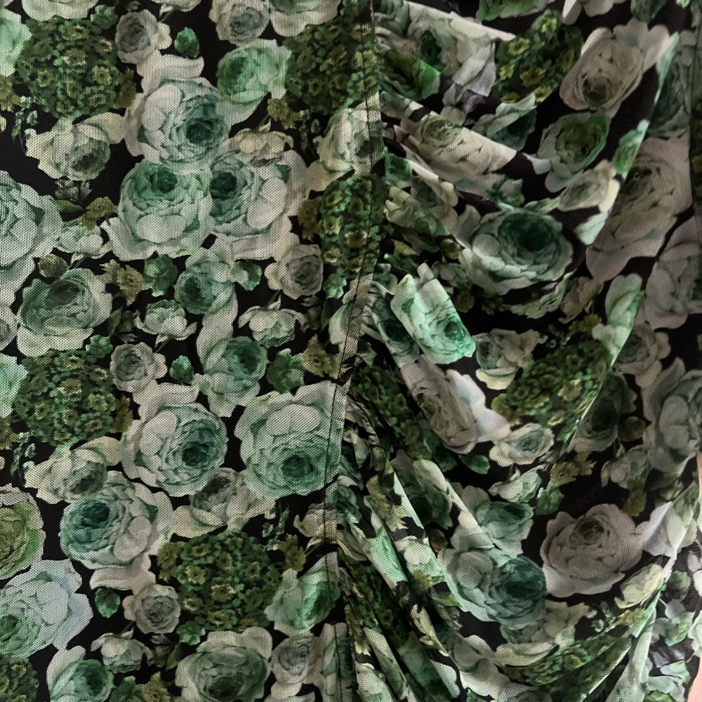 Ganni Printed Mesh Ruched Mini Dress - Picture 6 of 7